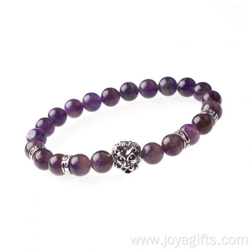 Amethyst Semi Precious Stone Elastic Beaded Bracelet